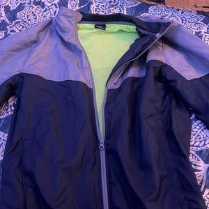 Jacket size small  color navy blue gray and green